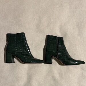 Marc Fisher Dark Green Croc-Patterned Booties